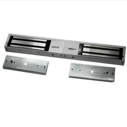 The Elock-1200Lx2 is a dual leaf door electromagnetic lock, supporting 1200lbs per leaf, featuring door monitoring and fail-safe design.