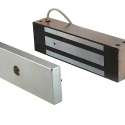 The Elock-1200Lx2 is a dual leaf door electromagnetic lock, supporting 1200lbs per leaf, featuring door monitoring and fail-safe design.