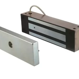 The Elock-1200Lx2 is a dual leaf door electromagnetic lock, supporting 1200lbs per leaf, featuring door monitoring and fail-safe design.